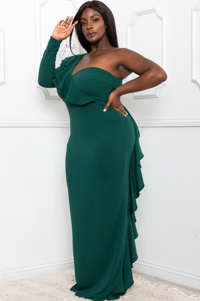 One Shoulder Ruffle Dress