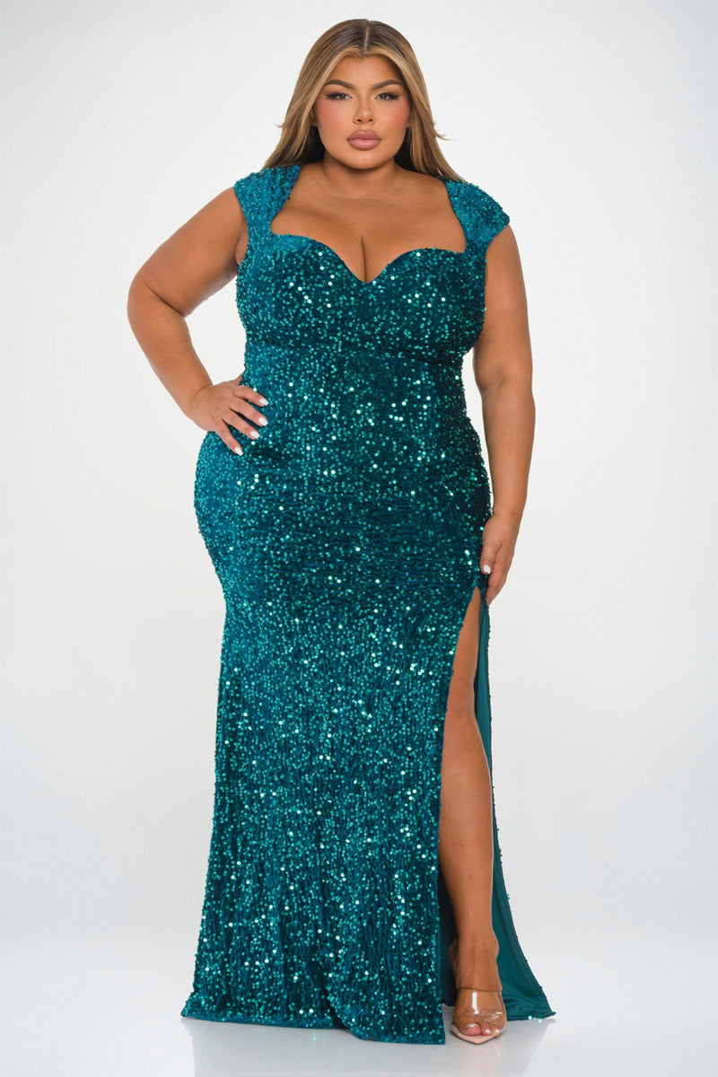 Emerald Sequin Maxi Dress *Ashlee’s Pick