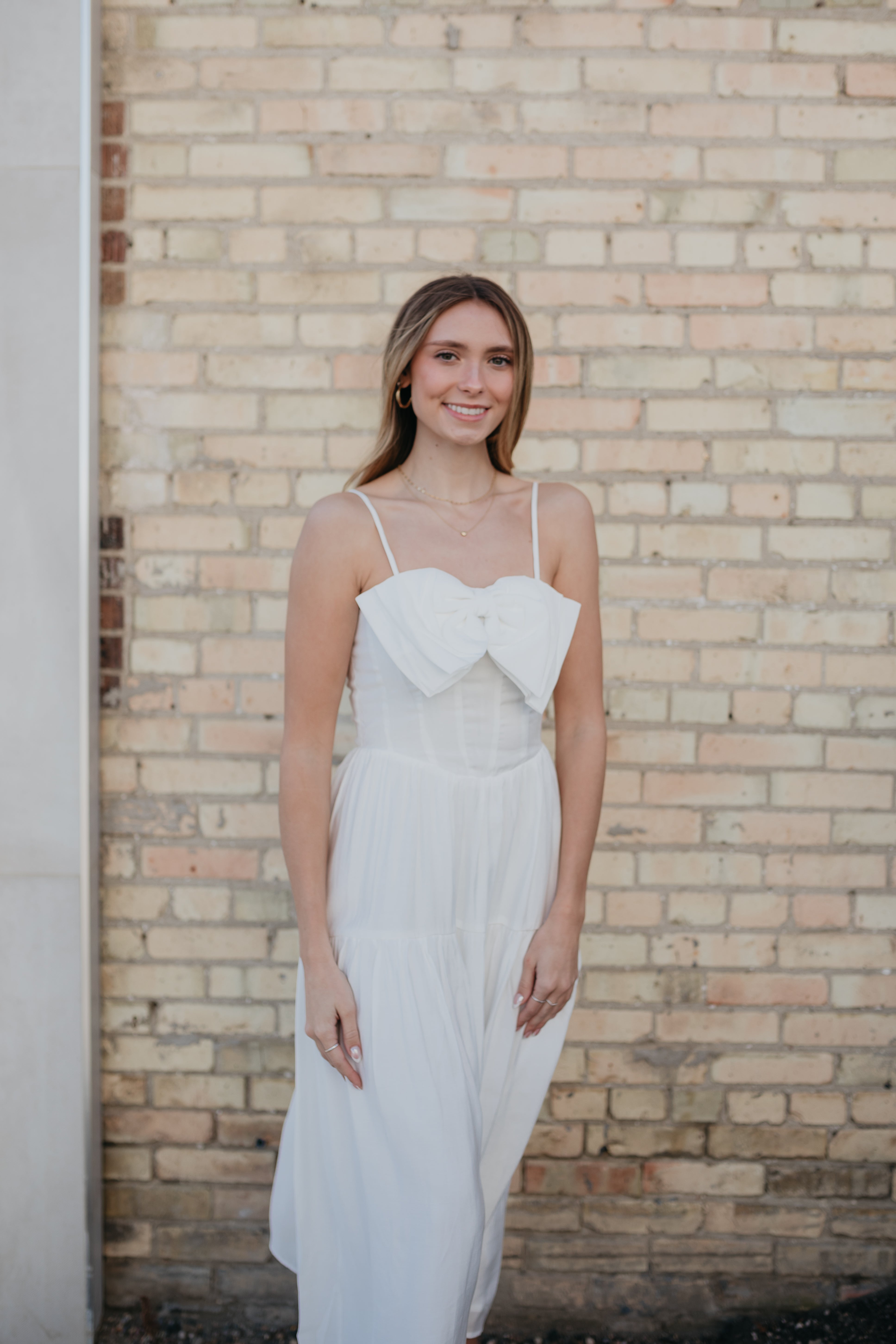 ivory dress with bow Strapless Gown With Statement Bow Detail 50534