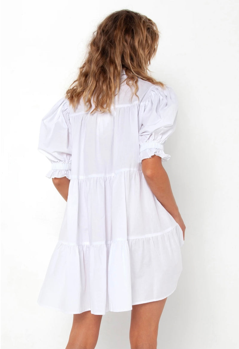 Cecilie White Mini Shirt Dress The Dress Co