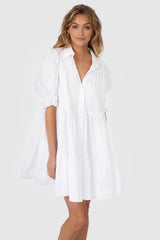 Cecilie White Mini Shirt Dress The Dress Co