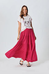 Linen Tiered Maxi Skirt
